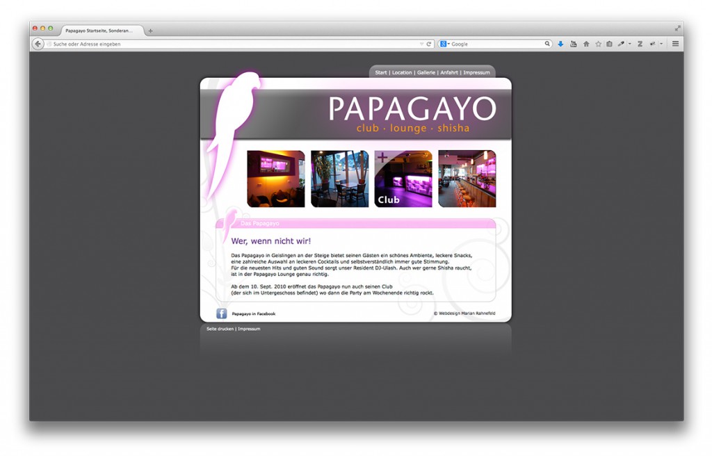 Startseite Papagayo / Mamagayo Club Lounge Shisha Bar Website