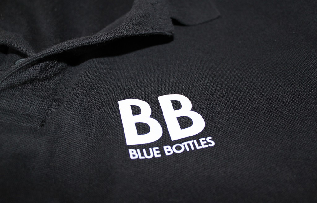 T-Shirt-Aufdruck Logo der Partyveranstalter Blue Bottles