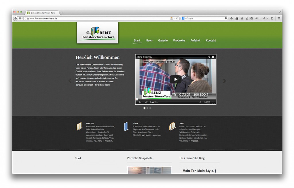 Gerald Benz Fachbetrieb für Fenster Türen und Tore in Geislingen Website Startseite