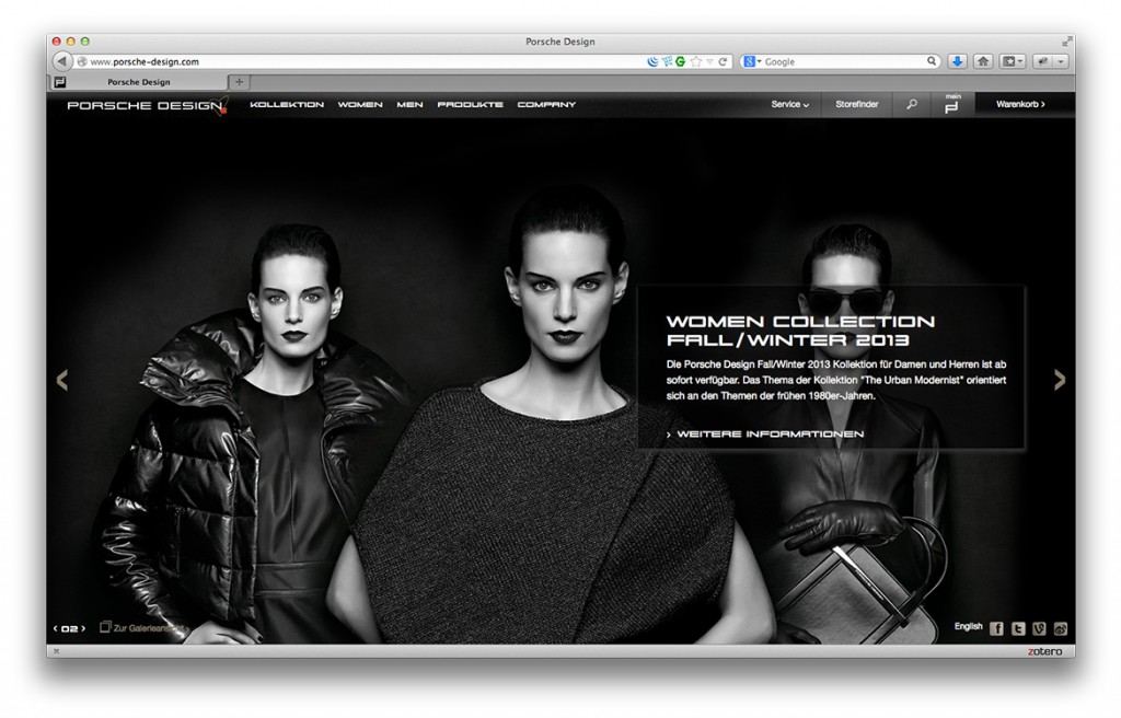 Porsche Design Website Layout Startseite